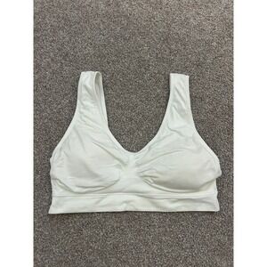 Genie Bra Wireless Bralette Womens 3X White Excellent Padded Seamless V-Neck